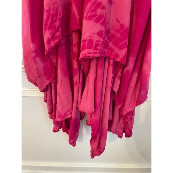 Art Collection Size S/M Pink TIe Dye Boho Fairy Corset Dress Layered Asym Hem - Picture 5 of 11